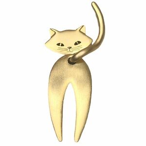 Vintage JJ Large Kinetic Cat Gold Moving Pin